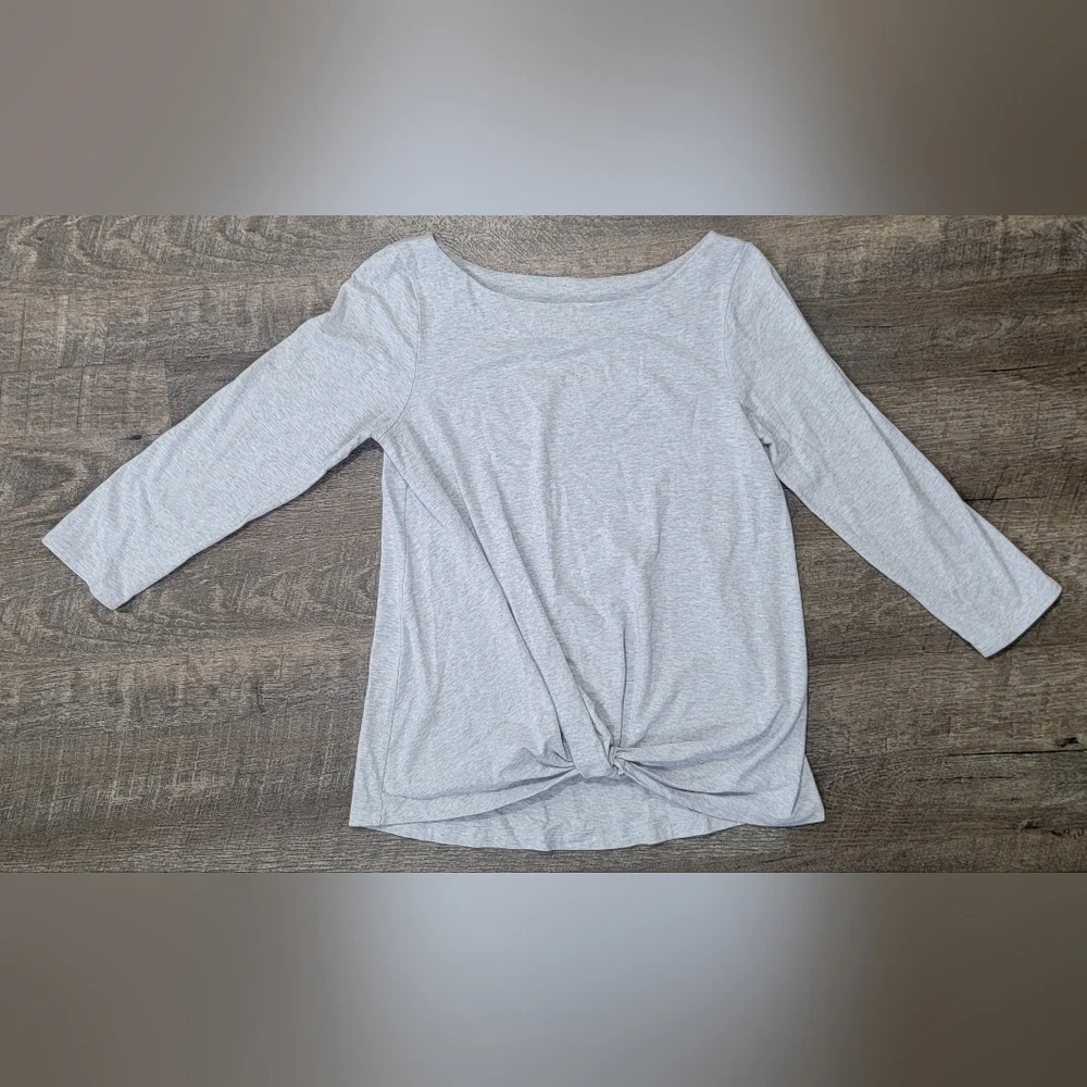 Lilly Pulitzer Maci Twist Front Top Women's S Grey 3/4 Sleeve Pima Cotton Stretc - Picture 5 of 13